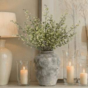 Faux Bubble Leaf Cream Berries Single Stem Floral