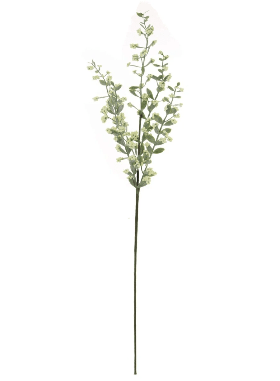 Faux Bubble Leaf Cream Berries Single Stem Floral