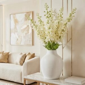 Faux Cream Delphinium Single Stem Floral
