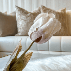 Faux Dried Touch Large Tulip Single Stem Flower