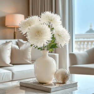 Faux White Chrysanthemum Single Stem Flower