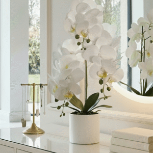 Faux White Orchid in Ceramic Pot