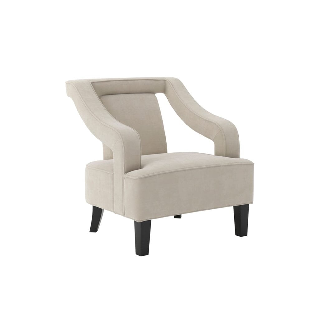 Faye Ivory Velvet Accent Chair with Black legs