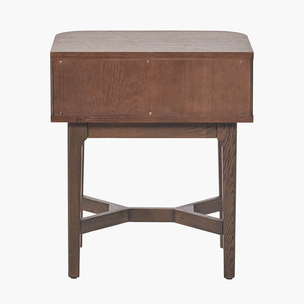 Felicity Dark Brown Ribbed Oak 1 Drawer Bedside Table