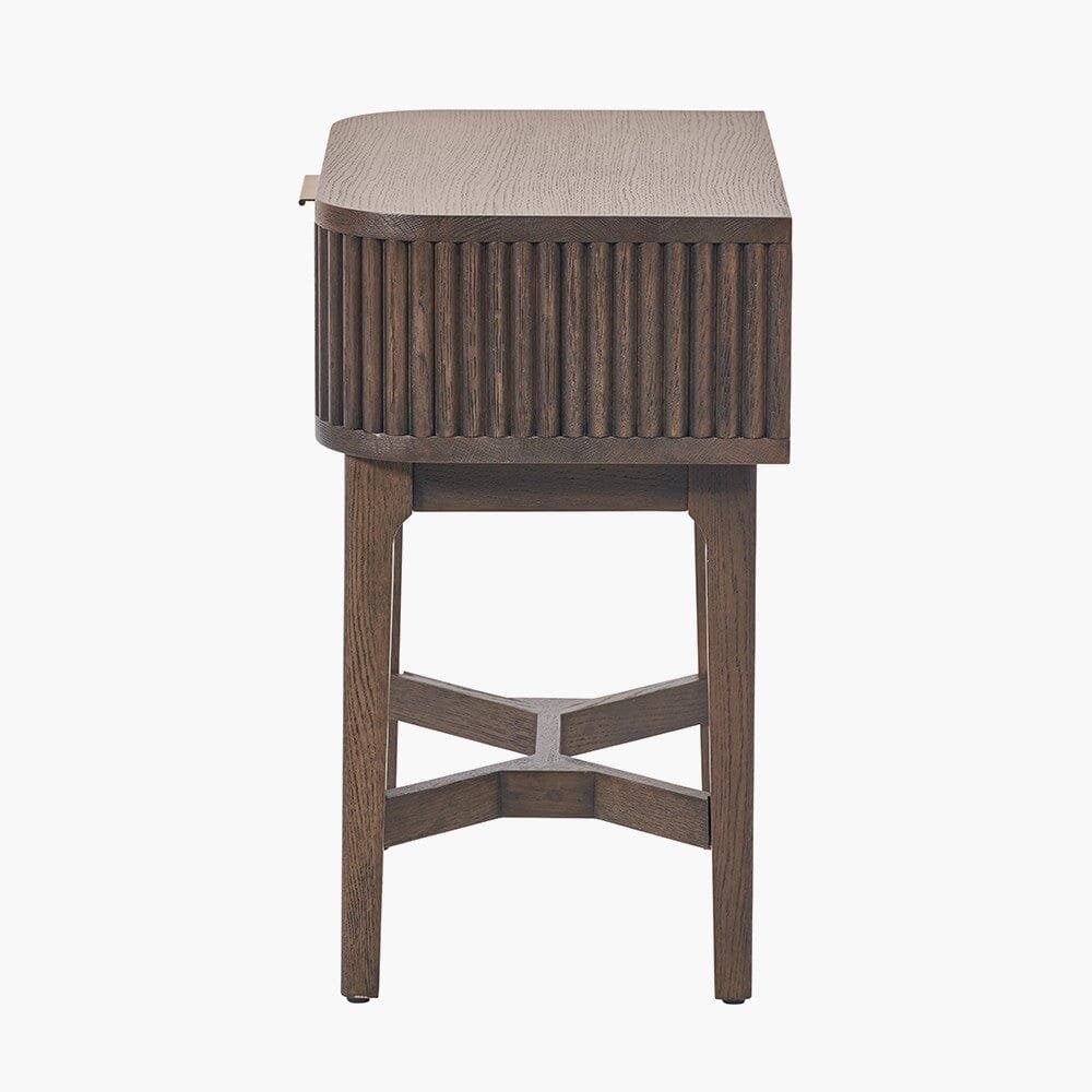 Felicity Dark Brown Ribbed Oak 1 Drawer Bedside Table