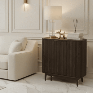 Felicity Dark Brown Ribbed Oak 2 Door Cabinet