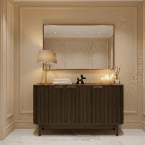 Felicity Dark Brown Ribbed Oak 3 Door Sideboard