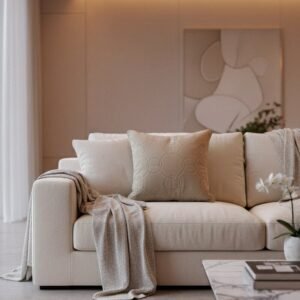 Florian Ivory Chainlink Print Cushion - 56x56cm
