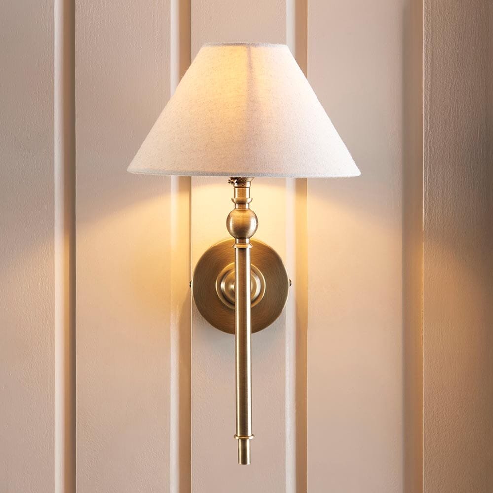 Francesca Gold Wall Light with Linen Shade