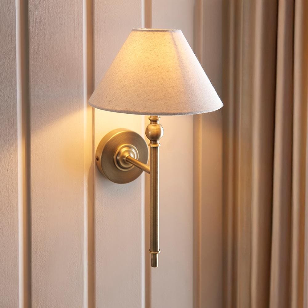 Francesca Gold Wall Light with Linen Shade