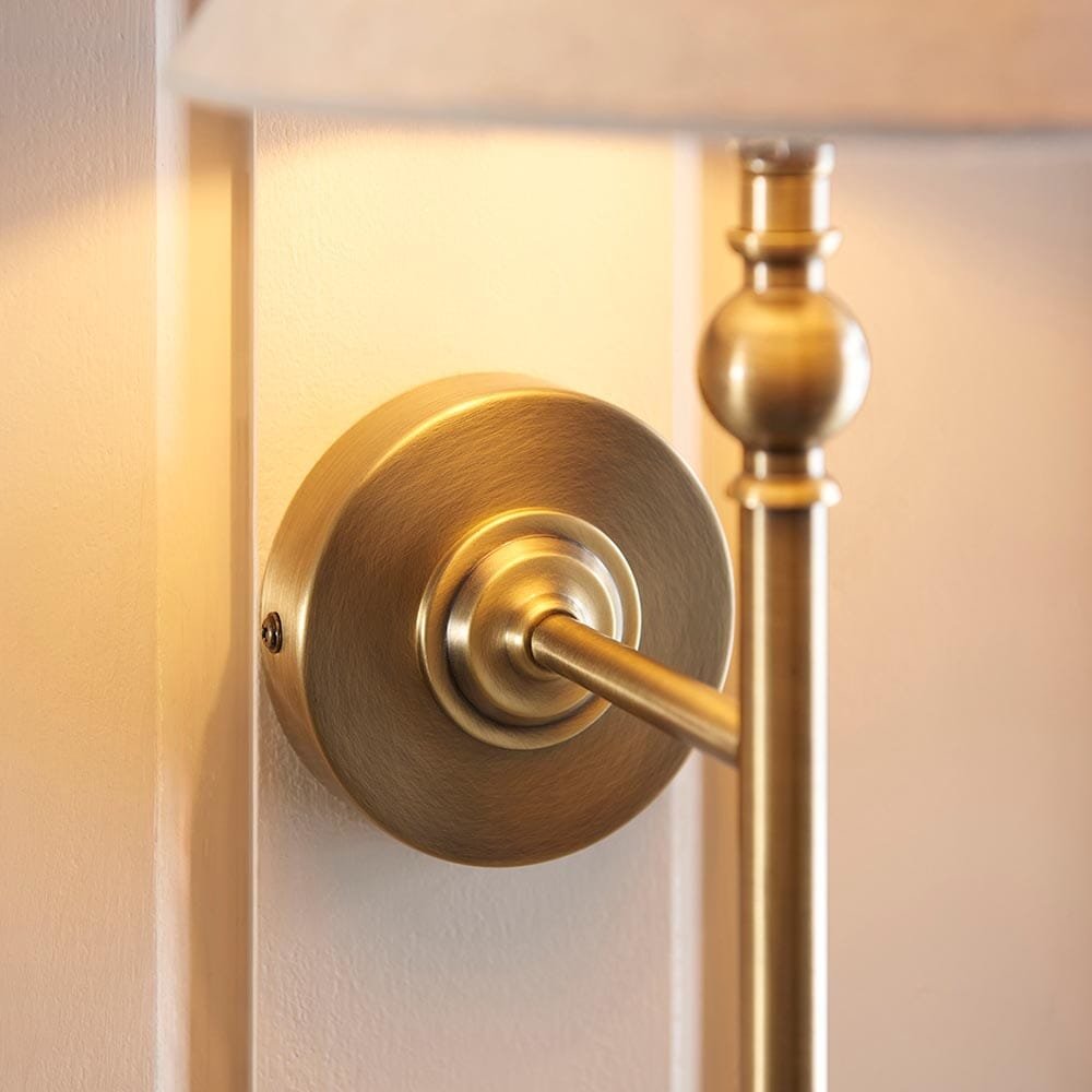 Francesca Gold Wall Light with Linen Shade