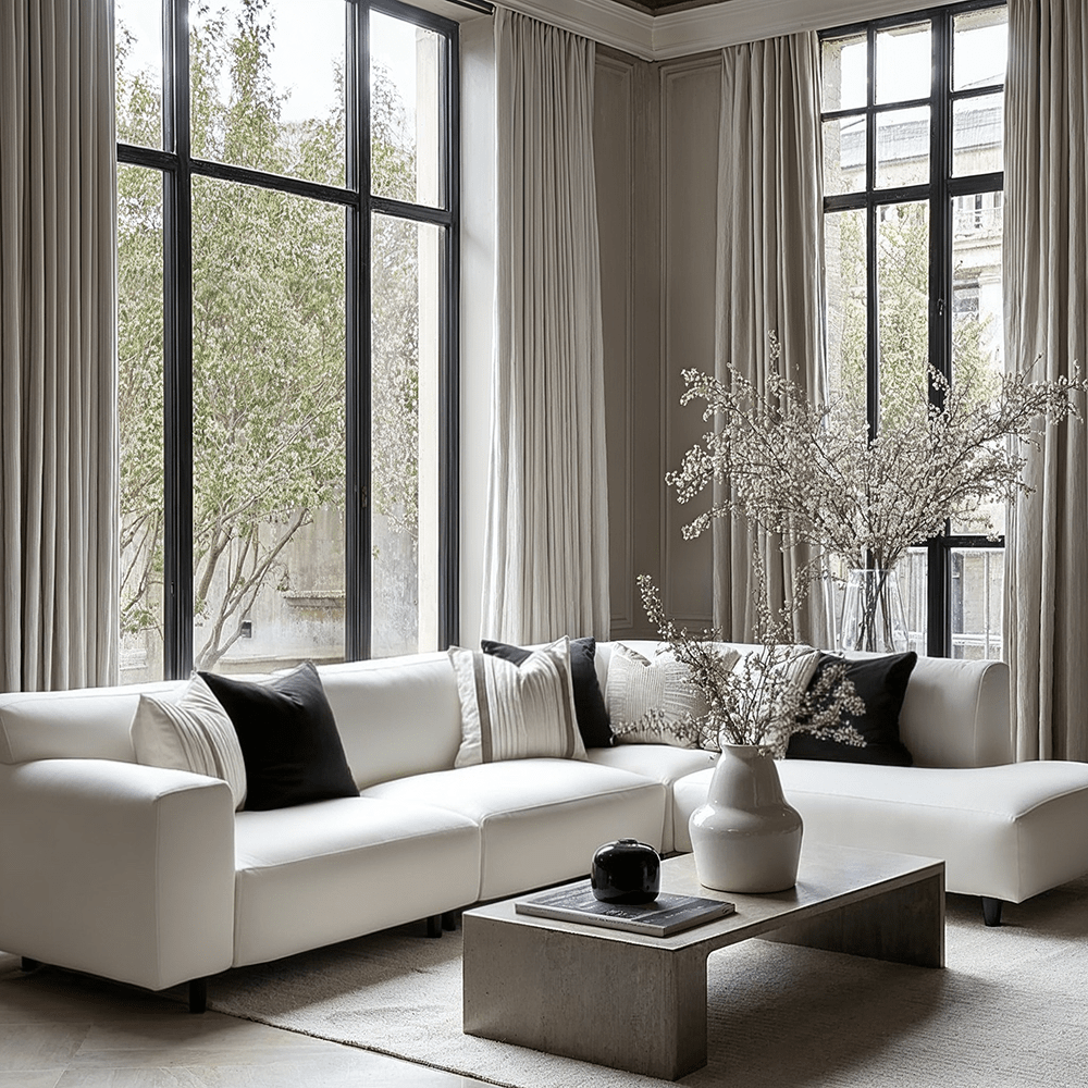 Freja Off White Textured Large Right Hand Facing Corner Sofa