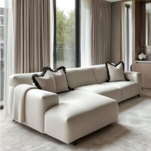 Freja Off White Textured Left Hand Facing Chaise End Sofa