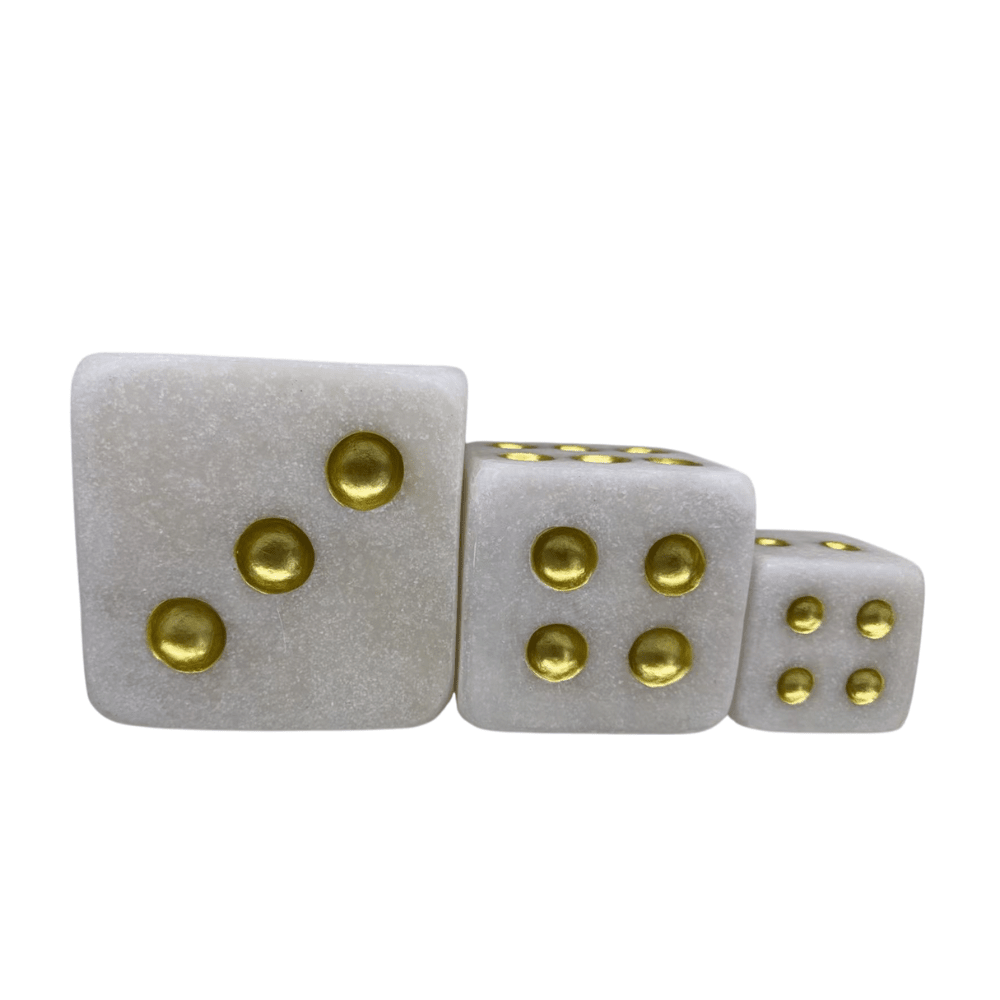 Gabrielle Stone & Gold Decorative Dice Ornament- Set of 3