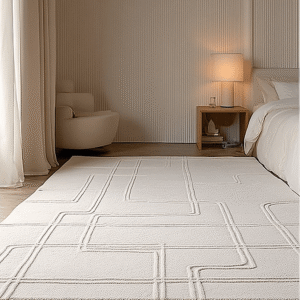 Geneva Ivory Wool Linear Patterned Rug