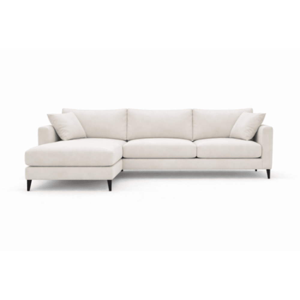 Genevieve Cream Velvet Large Chaise End Sofa - Left Hand Facing