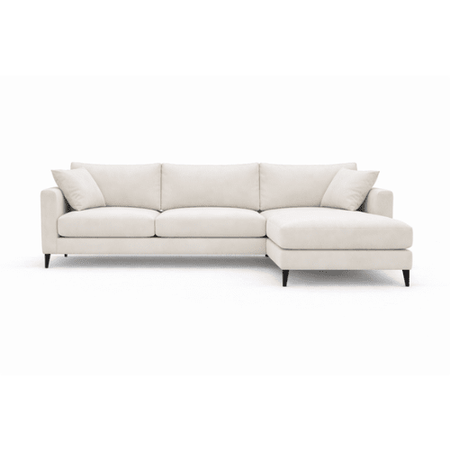 Genevieve Cream Velvet Large Chaise End Sofa - Right Hand Facing
