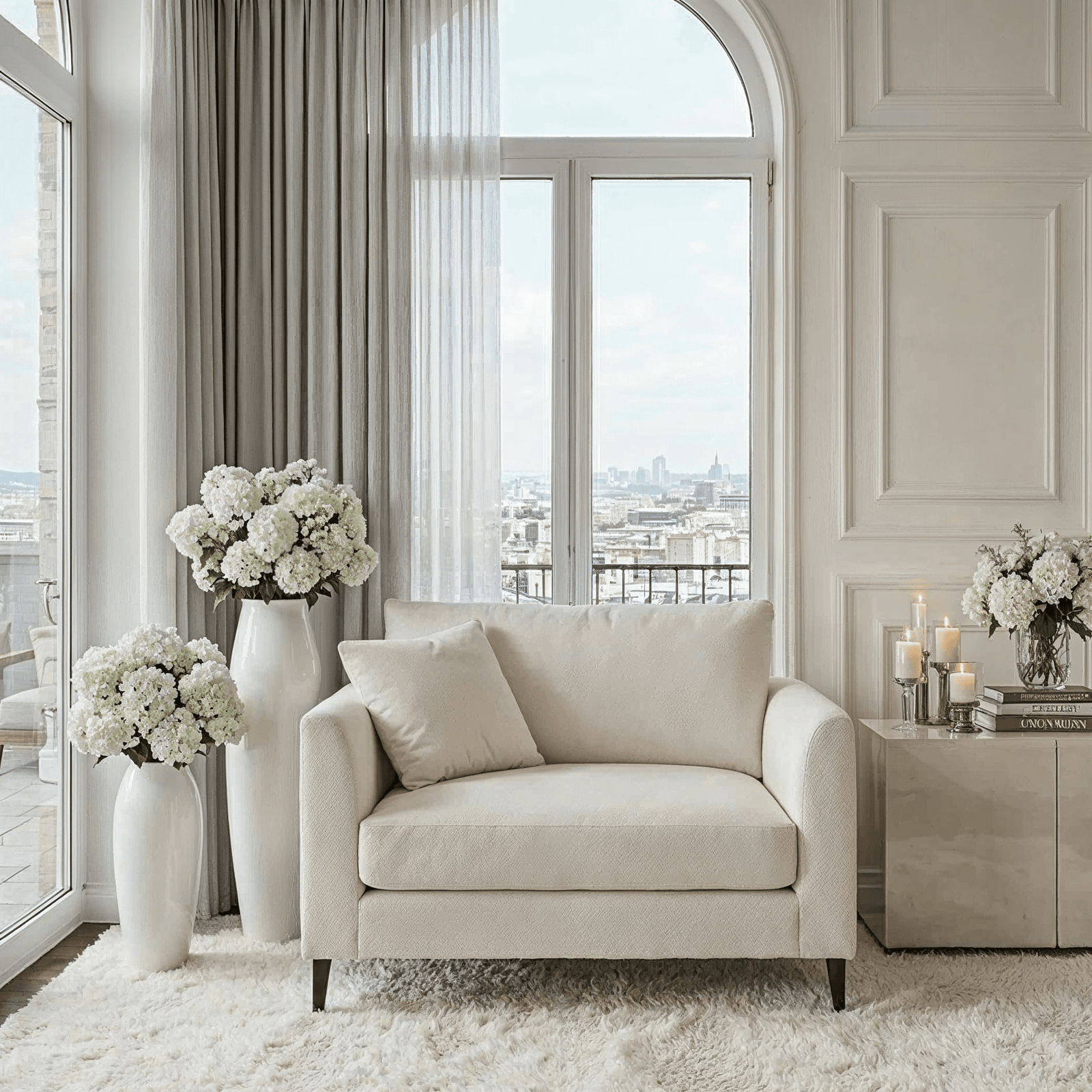 Genevieve Cream Velvet Love Seat