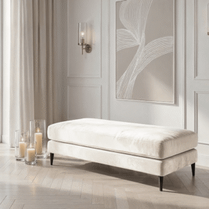 Genevieve Cream Velvet Medium Footstool