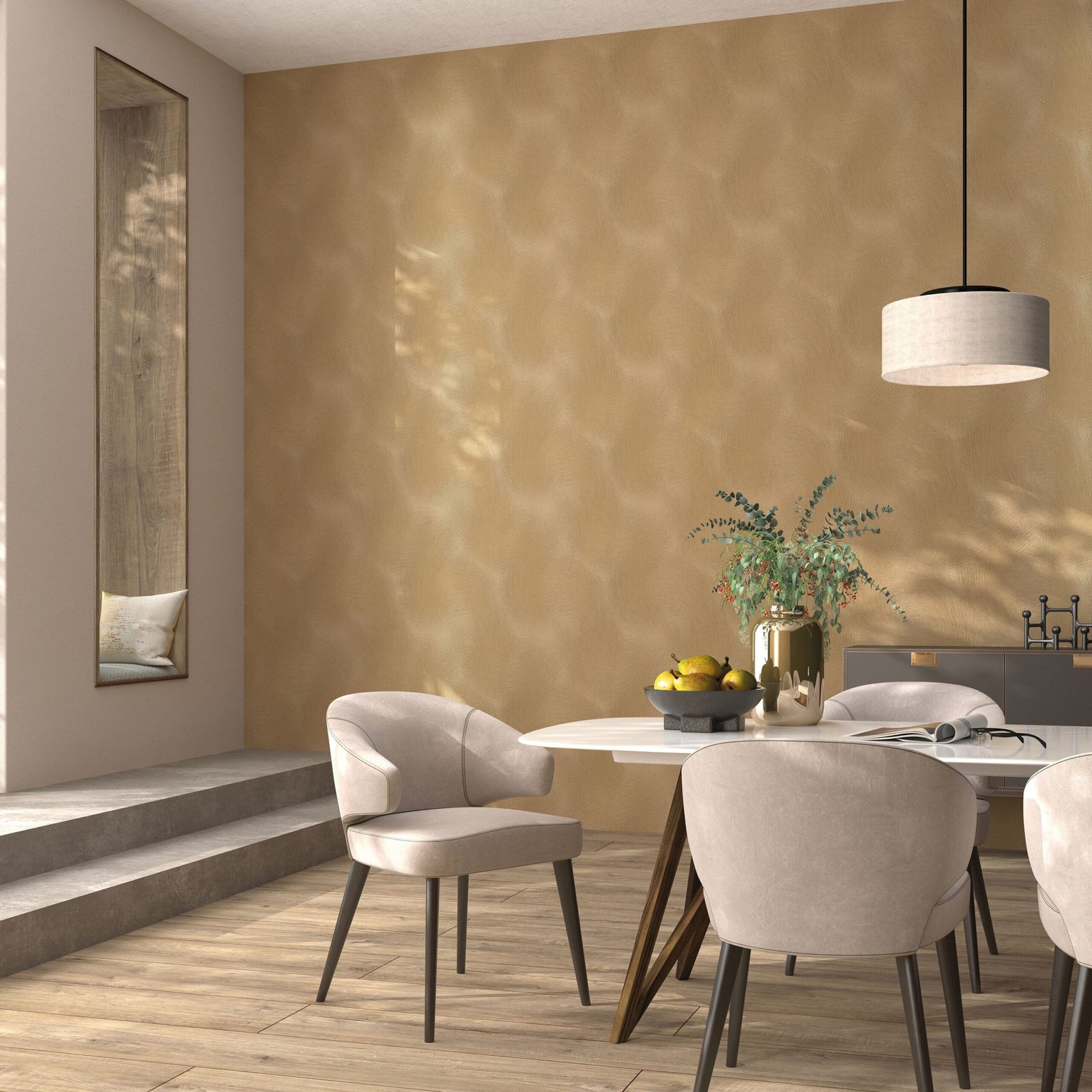 Genoa Gold Metallic Wispy Abstract Lines Patterned Wallpaper