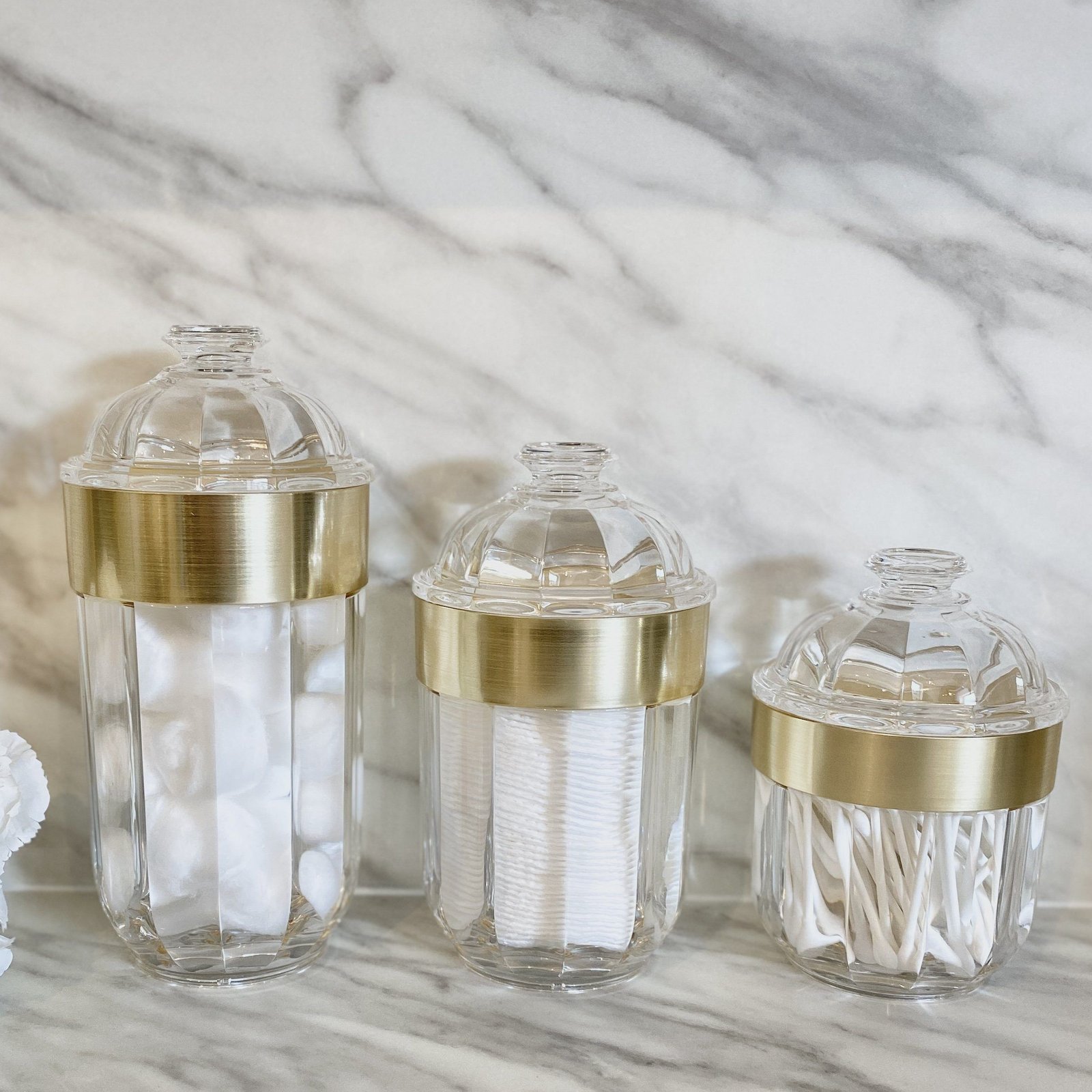 Gianna Small Acrylic Canister with Gold Rim