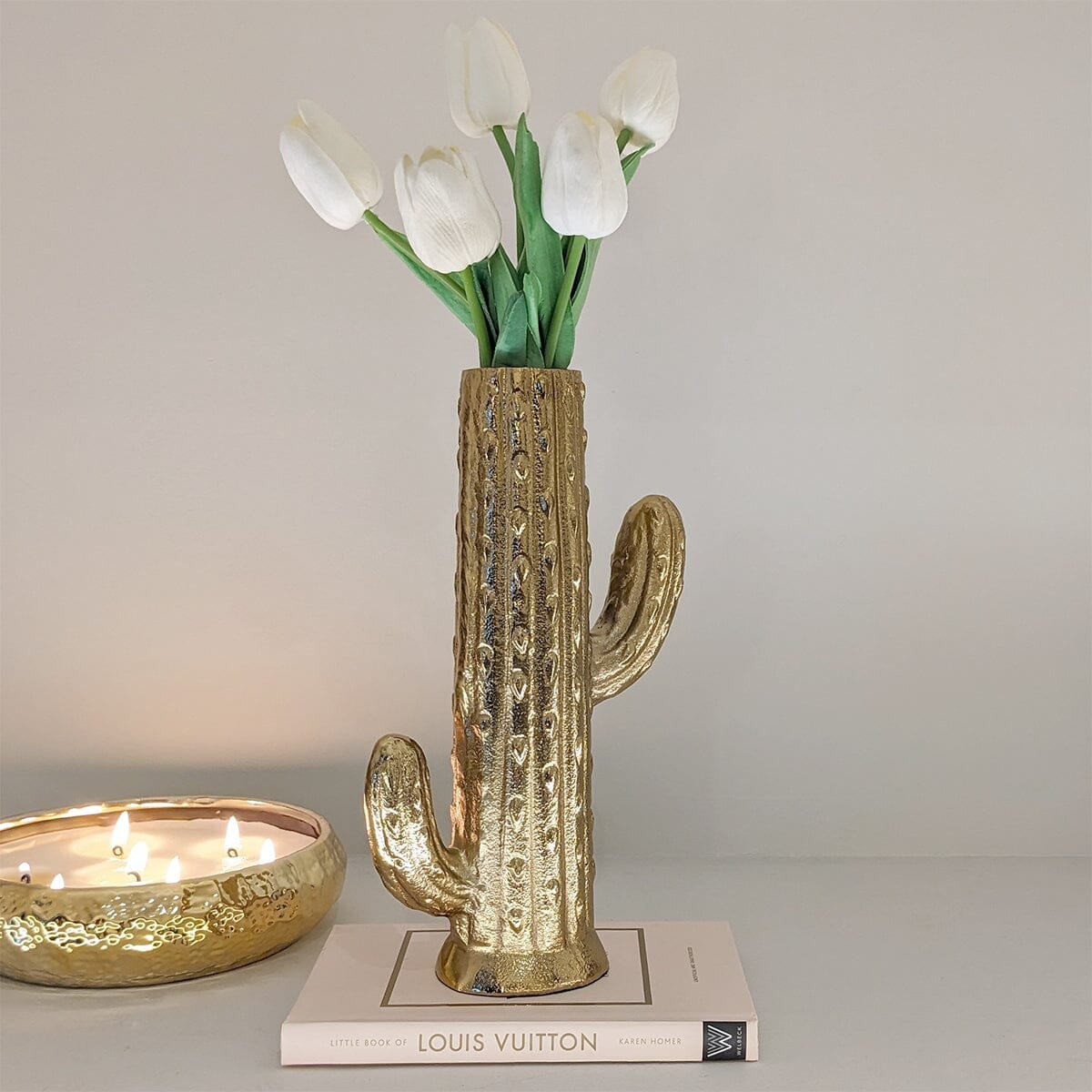 Gold Cactus Decorative Vase