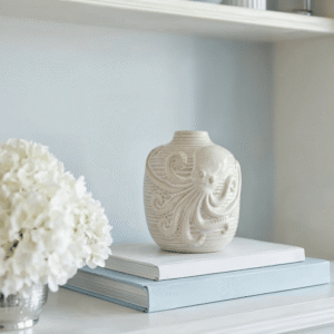 Grayson Cream Striped 3D Octopus Detail Vase