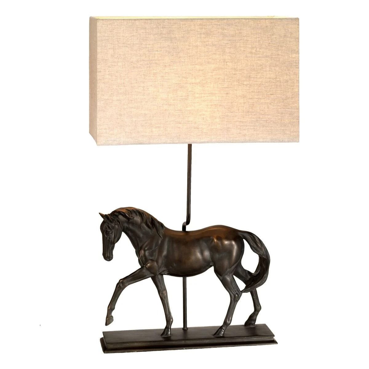 Greenwich Bronze Horse Decorative Table Lamp with Rectangular Shade