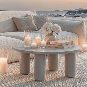 Haldor Taupe Round Outdoor Coffee Table