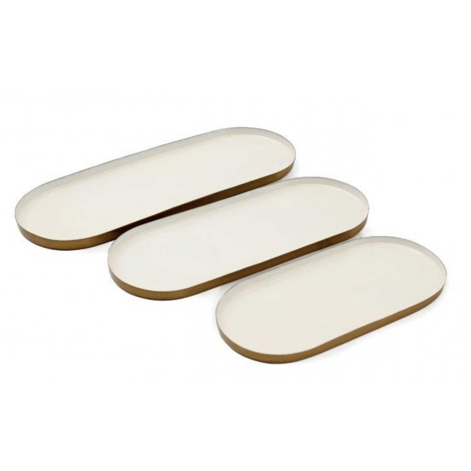 Happia Cream & Gold Oval Decorative Trays- Set of 3