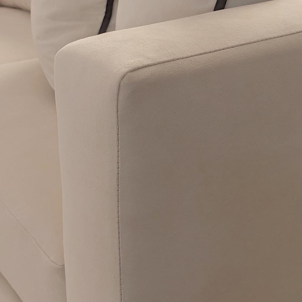 Harmony Cream Velvet Sofa Range With Black Wooden Plinth