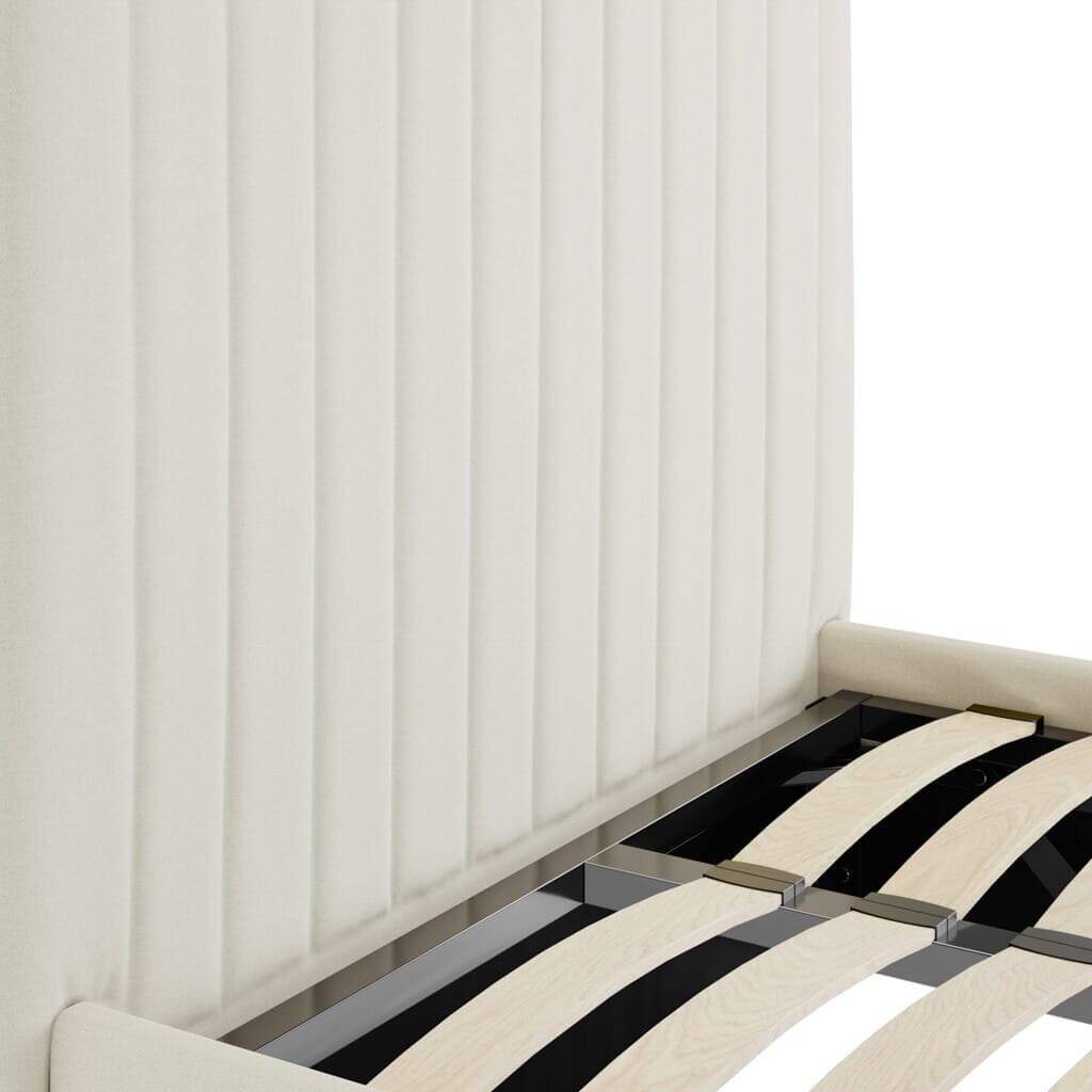 Harriet Single Ecru Textured Channelled Ottoman Bed