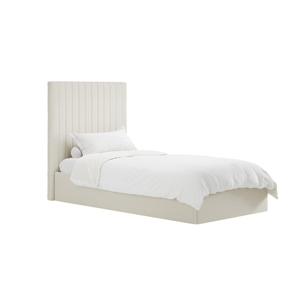 Harriet Single Ecru Textured Channelled Ottoman Bed