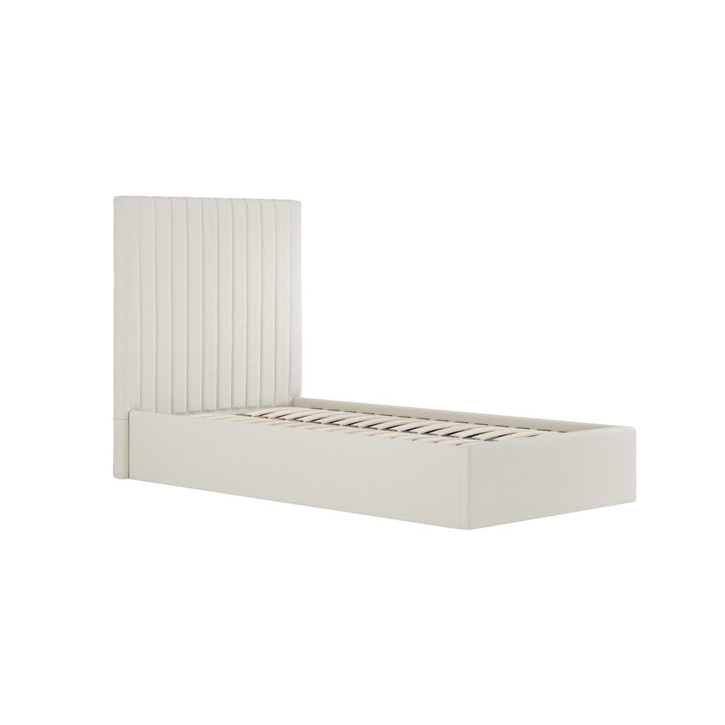 Harriet Single Ecru Textured Channelled Ottoman Bed