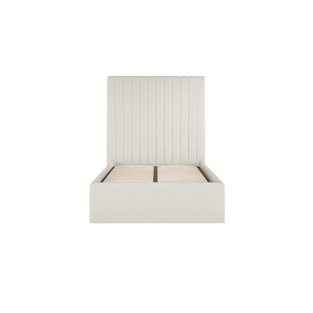 Harriet Single Ecru Textured Channelled Ottoman Bed