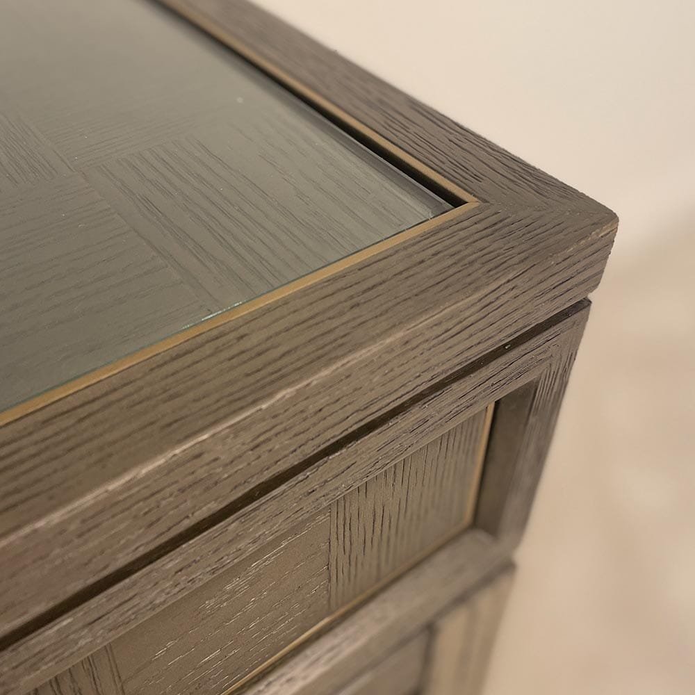 Haye 2 Drawer Chestnut & Gold Dressing Table with Glass Top