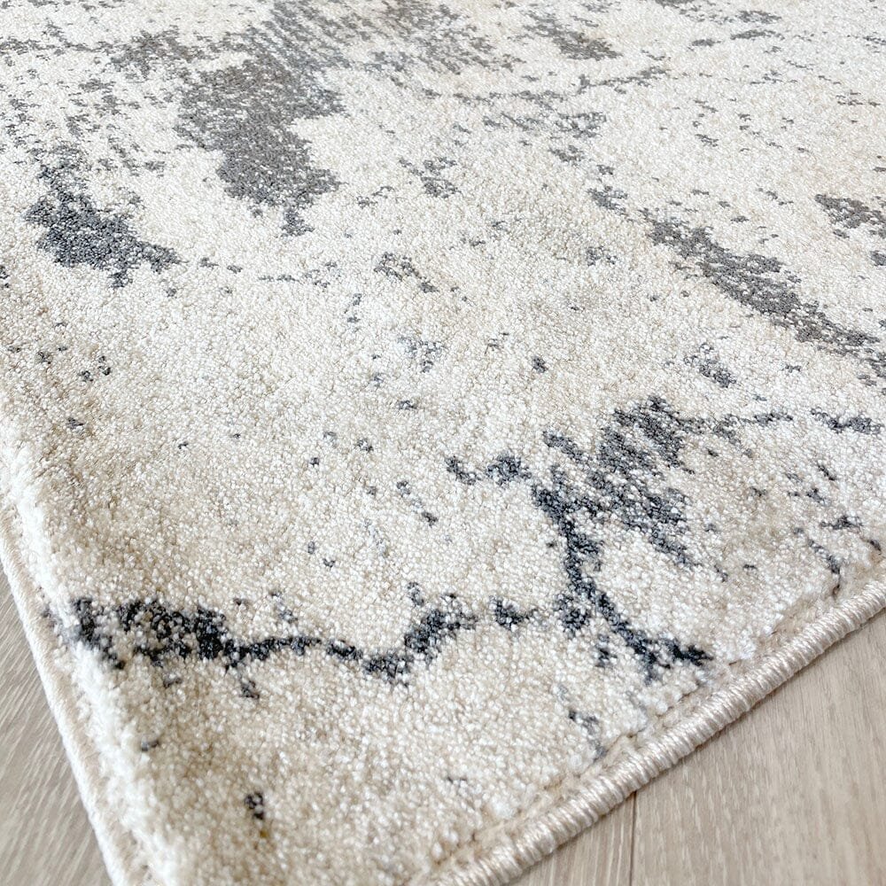 Helios Cream & Grey Marble Effect Abstract Rug
