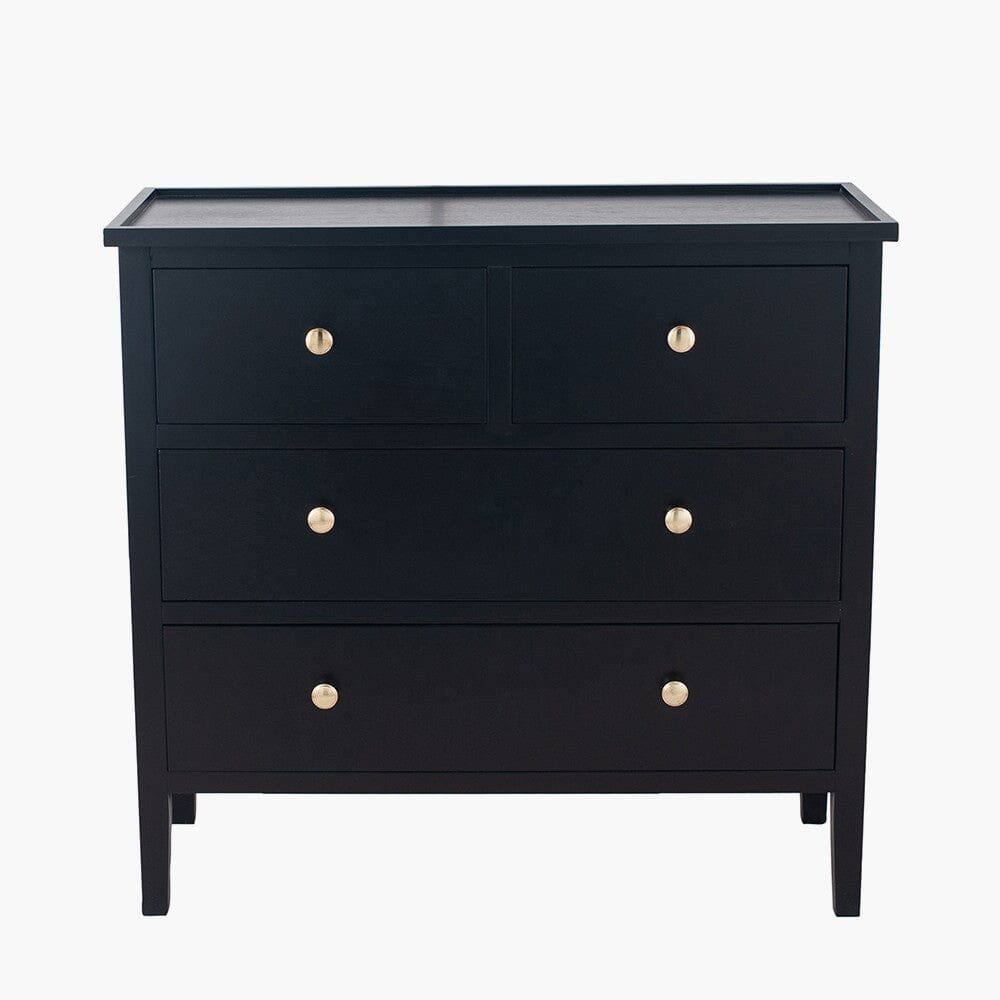 Henrik Black 4 Drawer Chest with Gold Handles