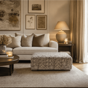 Hoxton Greige Patterned Footstool