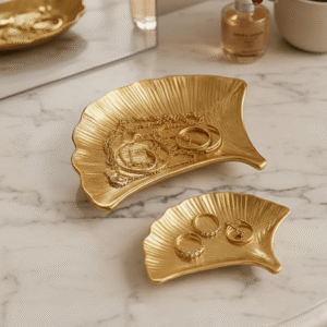 Hydra Gold Ginko Leaf Trinket Dish - Set of 2