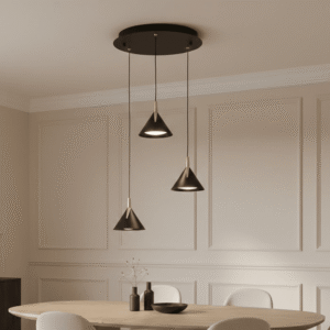 Imogen Matt Black & Gold 3 Drop Round Pendant Ceiling Light