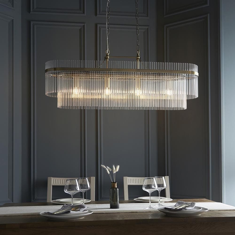 In Stock -Abella Light Gold 4 Light Linear Pendant Ceiling Light