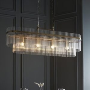 In Stock -Abella Light Gold 4 Light Linear Pendant Ceiling Light
