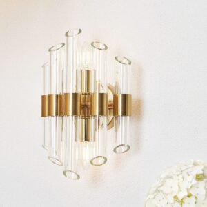 In Stock - Amelia Antique Brass & Glass Wall Light
