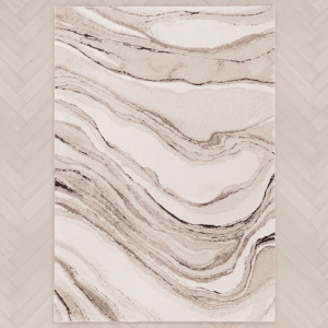In Stock - Casoria Cream & Beige Marble Effect Rug - 160x230cm