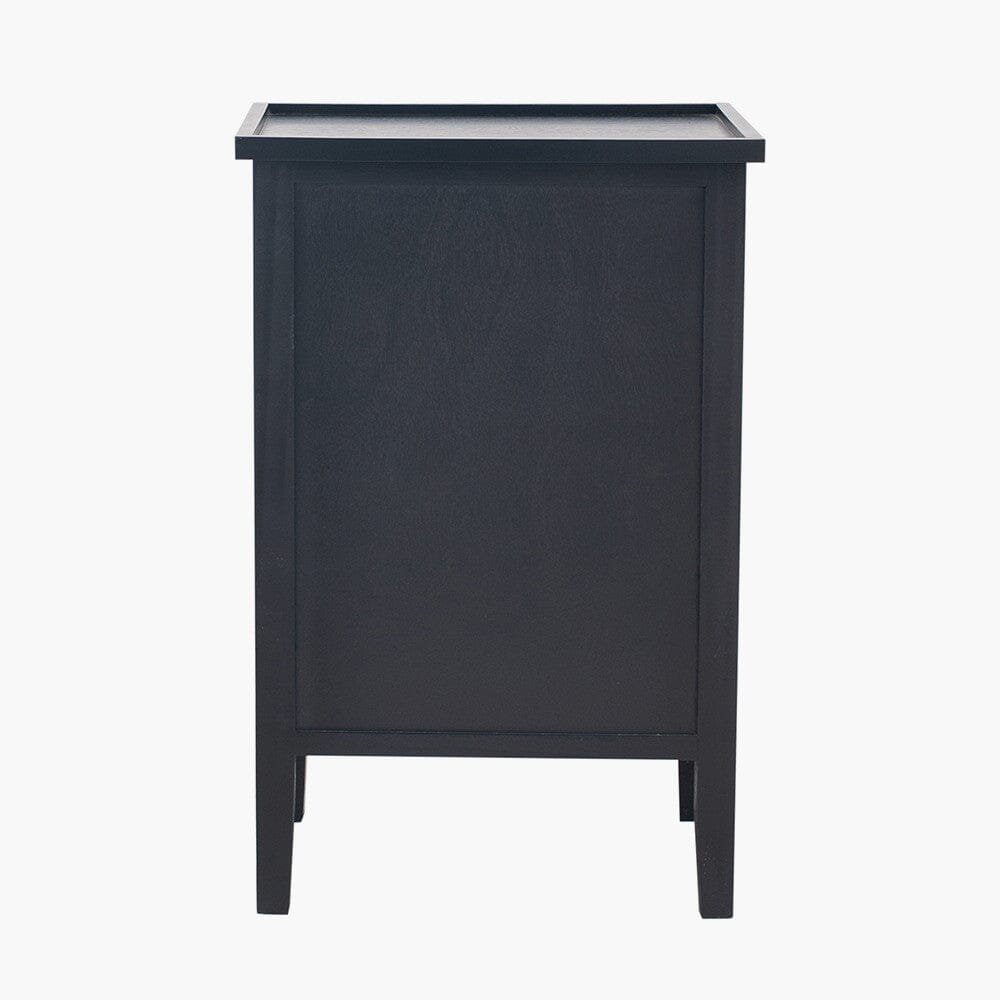 In Stock - Henrik Black 3 Drawer Bedside Table with Gold Handles