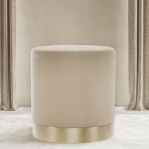 In Stock - Jaycee Beige & Gold Medium Round Stool