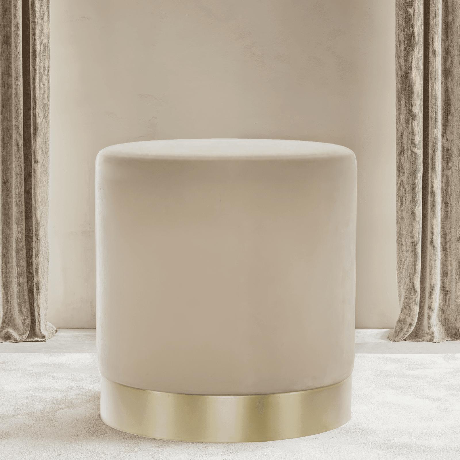 In Stock - Jaycee Beige & Gold Medium Round Stool
