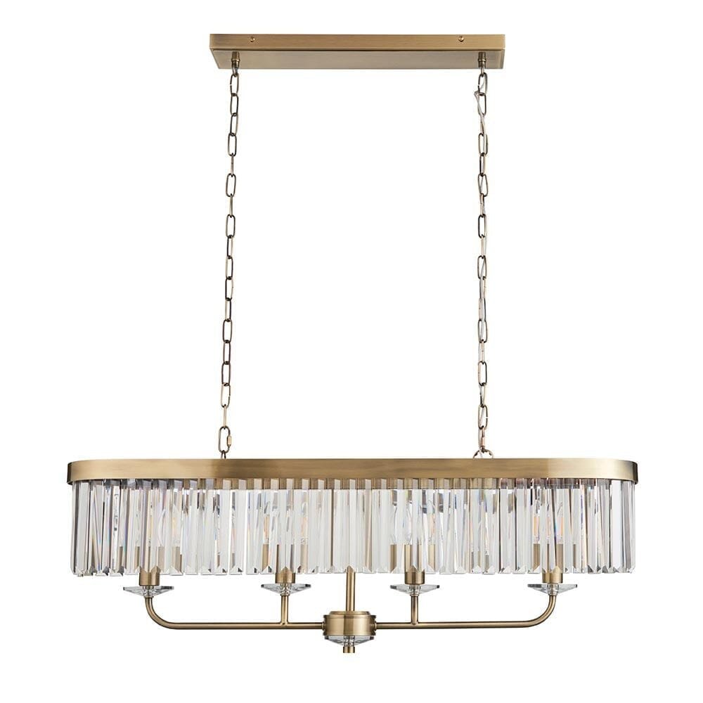 In Stock - Masika Brass & Glass 4 Light Pendant Ceiling Light