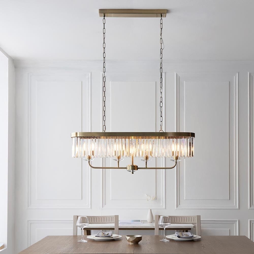 In Stock - Masika Brass & Glass 4 Light Pendant Ceiling Light